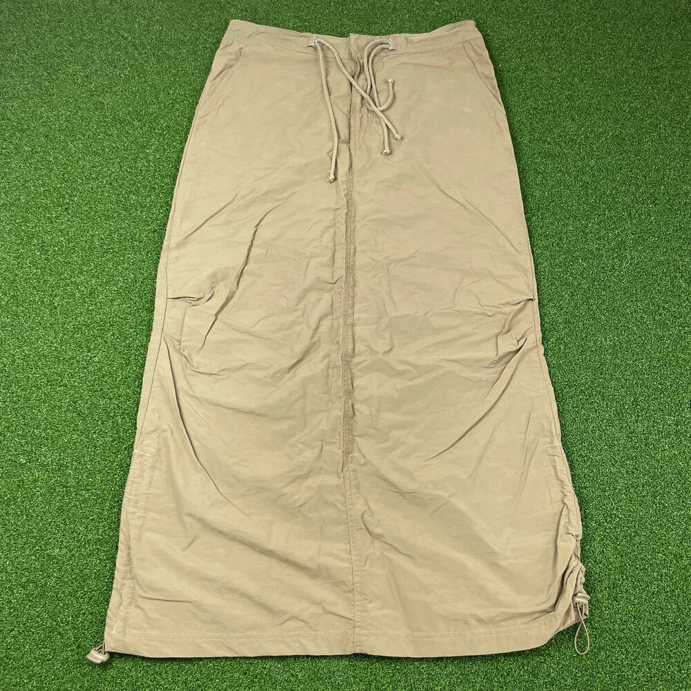Vintage Y2K Zana Di Khaki Cargo Utility Drawstring Maxi Skirt Sz 7 Juniors